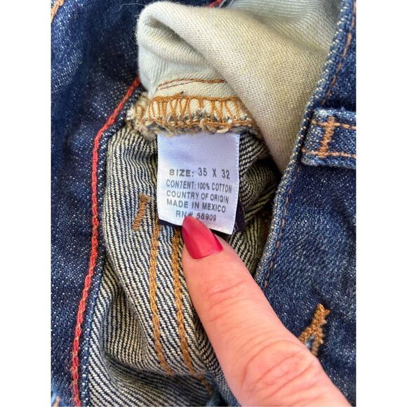 Cremieux Premium Denim SZ 35/32 Relaxed Fit Dark Denim Blue Jeans - Picture 3 of 11